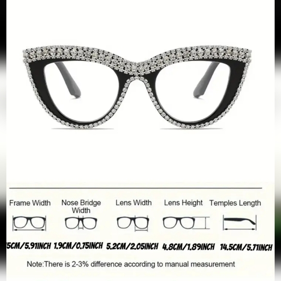 2:00 READING NUDE COLOR CAT EYE RINESTONE GLASSES - Picture 2 of 6